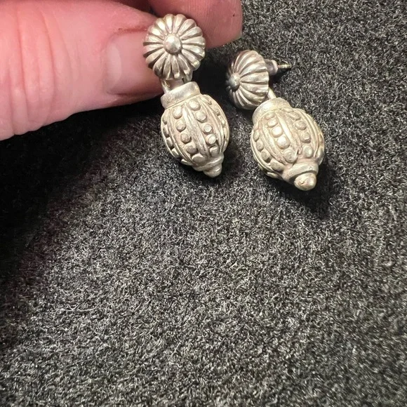 Brighton Silver Textured Earrings - Picture 2 of 2